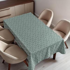 Ambesonne Christmas Tablecloth, Reindeer Rudolph with Red Nose and Santa Claus Hat Snowy Forest, Rectangular Table Cover for Dining Room Kitchen Decor, 60″ X 90″,Brown Blue(Sage Green)