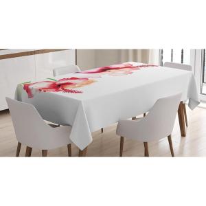 Ambesonne Christmas Tablecloth, Reindeer Rudolph with Red Nose and Santa Claus Hat Snowy Forest, Rectangular Table Cover for Dining Room Kitchen Decor, 60″ X 90″,Brown Blue(White Red Green)