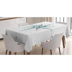 Ambesonne Christmas Tablecloth, Reindeer Rudolph with Red Nose and Santa Claus Hat Snowy Forest, Rectangular Table Cover for Dining Room Kitchen Decor, 60″ X 90″,Brown Blue(Teal Dimgray)