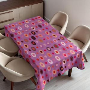 Ambesonne Christmas Tablecloth, Reindeer Rudolph with Red Nose and Santa Claus Hat Snowy Forest, Rectangular Table Cover for Dining Room Kitchen Decor, 60″ X 90″,Brown Blue(Fuchsia Salmon)