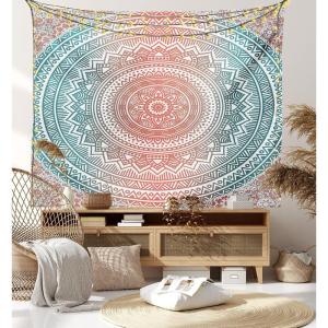 Ambesonne Christmas Tapestry, Pine Tree with Present Boxes on Snowy Board Xmas at Countryside Theme, Wall Hanging for Bedroom Living Room Dorm Decor, 40″ X 60″, Green Brown(Teal Coral)