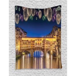 Ambesonne Christmas Tapestry, Pine Tree with Present Boxes on Snowy Board Xmas at Countryside Theme, Wall Hanging for Bedroom Living Room Dorm Decor, 40″ X 60″, Green Brown(Purple Yellow)