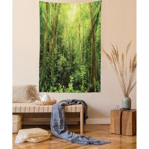 Ambesonne Christmas Tapestry, Pine Tree with Present Boxes on Snowy Board Xmas at Countryside Theme, Wall Hanging for Bedroom Living Room Dorm Decor, 40″ X 60″, Green Brown(Green)