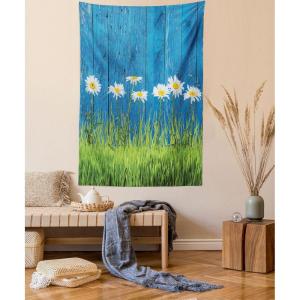 Ambesonne Christmas Tapestry, Pine Tree with Present Boxes on Snowy Board Xmas at Countryside Theme, Wall Hanging for Bedroom Living Room Dorm Decor, 40″ X 60″, Green Brown(Blue Green White)
