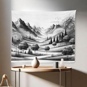Ambesonne Christmas Tapestry, Pine Tree with Present Boxes on Snowy Board Xmas at Countryside Theme, Wall Hanging for Bedroom Living Room Dorm Decor, 40″ X 60″, Green Brown(Pale Grey Dark Taupe)