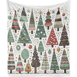 Ambesonne Christmas Throw Blanket, Traditional Xmas Pinecone and Leaves Ornate on Plaid Background Print, Flannel Fleece Accent Piece Soft Couch Cover for Adults, 50″ x 60″, Cocoa Brown Sage Green(Jade Green White Paprika)