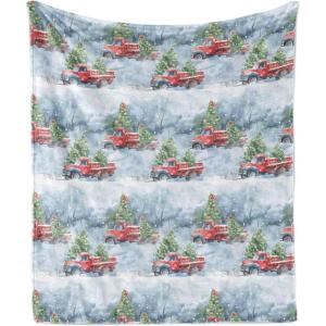 Ambesonne Christmas Throw Blanket, Traditional Xmas Pinecone and Leaves Ornate on Plaid Background Print, Flannel Fleece Accent Piece Soft Couch Cover for Adults, 50″ x 60″, Cocoa Brown Sage Green(Hot Pink Pale Grey and Green)