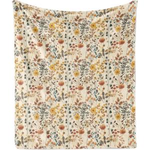 Ambesonne Christmas Throw Blanket, Traditional Xmas Pinecone and Leaves Ornate on Plaid Background Print, Flannel Fleece Accent Piece Soft Couch Cover for Adults, 50″ x 60″, Cocoa Brown Sage Green(Amber Paprika and Slate Blue)