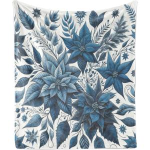 Ambesonne Christmas Throw Blanket, Traditional Xmas Pinecone and Leaves Ornate on Plaid Background Print, Flannel Fleece Accent Piece Soft Couch Cover for Adults, 50″ x 60″, Cocoa Brown Sage Green(Night Blue and Dark Sky Blue)