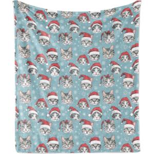 Ambesonne Christmas Throw Blanket, Traditional Xmas Pinecone and Leaves Ornate on Plaid Background Print, Flannel Fleece Accent Piece Soft Couch Cover for Adults, 50″ x 60″, Cocoa Brown Sage Green(Slate Blue Ecru and Vermilion)