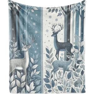 Ambesonne Christmas Throw Blanket, Traditional Xmas Pinecone and Leaves Ornate on Plaid Background Print, Flannel Fleece Accent Piece Soft Couch Cover for Adults, 50″ x 60″, Cocoa Brown Sage Green(Slate Blue and Dark Grey)