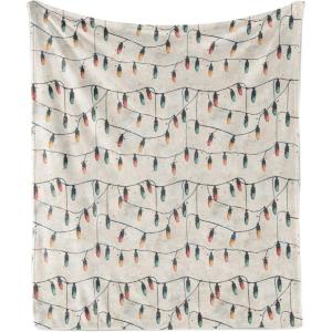 Ambesonne Christmas Throw Blanket, Traditional Xmas Pinecone and Leaves Ornate on Plaid Background Print, Flannel Fleece Accent Piece Soft Couch Cover for Adults, 50″ x 60″, Cocoa Brown Sage Green(Eggshell Teal and Mustard)