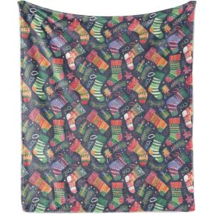Ambesonne Christmas Throw Blanket, Traditional Xmas Pinecone and Leaves Ornate on Plaid Background Print, Flannel Fleece Accent Piece Soft Couch Cover for Adults, 50″ x 60″, Cocoa Brown Sage Green(Mustard and Multicolor)