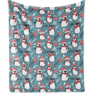 Ambesonne Christmas Throw Blanket, Traditional Xmas Pinecone and Leaves Ornate on Plaid Background Print, Flannel Fleece Accent Piece Soft Couch Cover for Adults, 50″ x 60″, Cocoa Brown Sage Green(Vermilion Grey and Slate Blue)