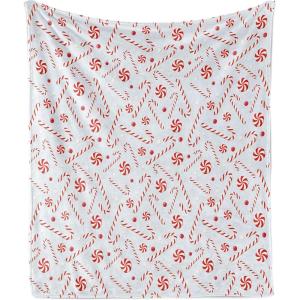 Ambesonne Christmas Throw Blanket, Xmas Eve Starry Night in Snowy Town with Starry Sky Reindeer and Moon, Flannel Fleece Accent Piece Soft Couch Cover for Adults, 70″ x 90″, Cocoa Dark Slate Blue(Red White Coconut)