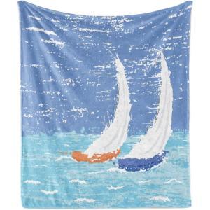 Ambesonne Christmas Throw Blanket, Xmas Eve Starry Night in Snowy Town with Starry Sky Reindeer and Moon, Flannel Fleece Accent Piece Soft Couch Cover for Adults, 70″ x 90″, Cocoa Dark Slate Blue(Blue)