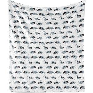 Ambesonne Christmas Throw Blanket, Xmas Eve Starry Night in Snowy Town with Starry Sky Reindeer and Moon, Flannel Fleece Accent Piece Soft Couch Cover for Adults, 70″ x 90″, Cocoa Dark Slate Blue(Blue Grey)