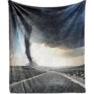 Ambesonne Christmas Throw Blanket, Xmas Eve Starry Night in Snowy Town with Starry Sky Reindeer and Moon, Flannel Fleece Accent Piece Soft Couch Cover for Adults, 70″ x 90″, Cocoa Dark Slate Blue(Grey Grey)