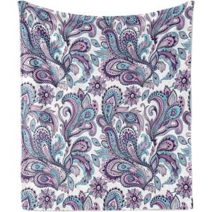 Ambesonne Christmas Throw Blanket, Xmas Eve Starry Night in Snowy Town with Starry Sky Reindeer and Moon, Flannel Fleece Accent Piece Soft Couch Cover for Adults, 70″ x 90″, Cocoa Dark Slate Blue(Purple Blue)