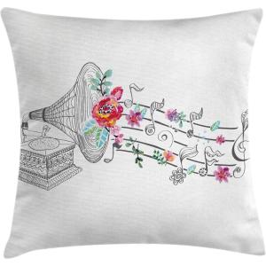 Ambesonne Christmas Throw Pillow Cushion Cover, Featured Xmas Baubles with Ribbon Holiday Wish Artwork Image Illustration, Decorative Square Accent Pillow Case, 20″ X 20″, White and Beige(White Pink)