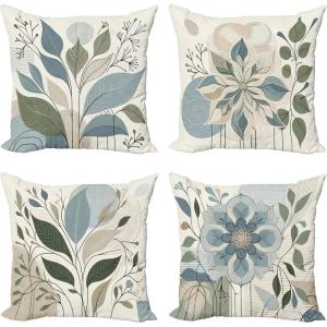 Ambesonne Christmas Throw Pillow Cushion Cover, Featured Xmas Baubles with Ribbon Holiday Wish Artwork Image Illustration, Decorative Square Accent Pillow Case, 20″ X 20″, White and Beige(Blue Grey and Laurel Green)