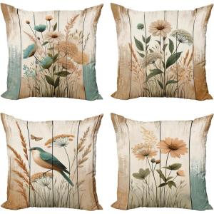 Ambesonne Christmas Throw Pillow Cushion Cover, Featured Xmas Baubles with Ribbon Holiday Wish Artwork Image Illustration, Decorative Square Accent Pillow Case, 20″ X 20″, White and Beige(Tan Seafoam and Off White)