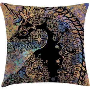 Ambesonne Christmas Throw Pillow Cushion Cover, Featured Xmas Baubles with Ribbon Holiday Wish Artwork Image Illustration, Decorative Square Accent Pillow Case, 20″ X 20″, White and Beige(Black Gold)