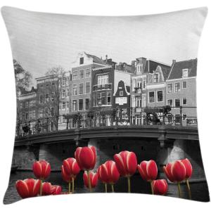 Ambesonne Christmas Throw Pillow Cushion Cover, Featured Xmas Baubles with Ribbon Holiday Wish Artwork Image Illustration, Decorative Square Accent Pillow Case, 20″ X 20″, White and Beige(Black White)
