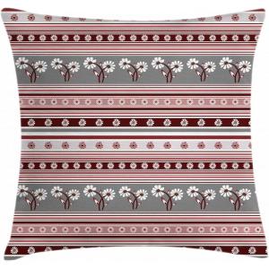 Ambesonne Christmas Throw Pillow Cushion Cover, Featured Xmas Baubles with Ribbon Holiday Wish Artwork Image Illustration, Decorative Square Accent Pillow Case, 20″ X 20″, White and Beige(Grey Pink)