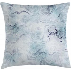 Ambesonne Christmas Throw Pillow Cushion Cover, Featured Xmas Baubles with Ribbon Holiday Wish Artwork Image Illustration, Decorative Square Accent Pillow Case, 20″ X 20″, White and Beige(Blue Grey)