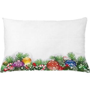 Ambesonne Christmas Throw Pillow Cushion Cover, Holiday Season Office Design Tree Celebration Snowflakes Celebration, Decorative Square Accent Pillow Case, 40″ X 40″, White Green Red(26″ X 16″)