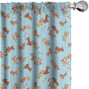 Ambesonne Christmas Window Curtains, Xmas Santa Claus Tree on Colorful Polka Dot Backdrop Gift Boxes Colorful Art, Lightweight Decor 2-Panel Set with Rod Pocket, Pair of – 28″ x 84″, Green Vermilion(Brown Blue)