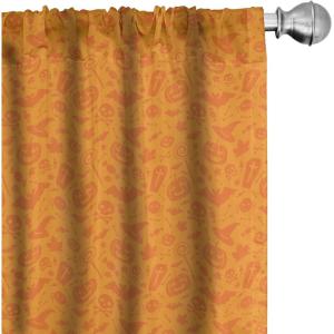 Ambesonne Christmas Window Curtains, Xmas Santa Claus Tree on Colorful Polka Dot Backdrop Gift Boxes Colorful Art, Lightweight Decor 2-Panel Set with Rod Pocket, Pair of – 28″ x 84″, Green Vermilion(Orange)