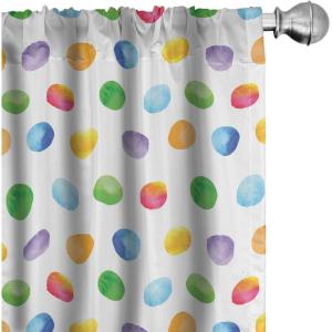 Ambesonne Christmas Window Curtains, Xmas Santa Claus Tree on Colorful Polka Dot Backdrop Gift Boxes Colorful Art, Lightweight Decor 2-Panel Set with Rod Pocket, Pair of – 28″ x 84″, Green Vermilion(Black and White)