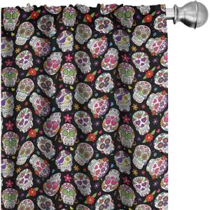 Ambesonne Christmas Window Curtains, Xmas Santa Claus Tree on Colorful Polka Dot Backdrop Gift Boxes Colorful Art, Lightweight Decor 2-Panel Set with Rod Pocket, Pair of – 28″ x 84″, Green Vermilion(Black Fuchsia)