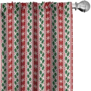 Ambesonne Christmas Window Curtains, Xmas Santa Claus Tree on Colorful Polka Dot Backdrop Gift Boxes Colorful Art, Lightweight Decor 2-Panel Set with Rod Pocket, Pair of – 28″ x 84″, Green Vermilion(Fern Green)