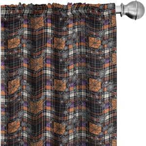 Ambesonne Christmas Window Curtains, Xmas Santa Claus Tree on Colorful Polka Dot Backdrop Gift Boxes Colorful Art, Lightweight Decor 2-Panel Set with Rod Pocket, Pair of – 28″ x 84″, Green Vermilion(Marigold Purple Dark Grey)