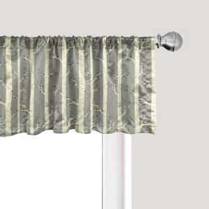 Ambesonne Christmas Window Valance, Tree Branches Spruce Leaves Balls Bells Cones Poinsettia Flowers Mistletoe Berry, Curtain Valance for Kitchen Bedroom Decor with Rod Pocket, 54″ X 18″, Ruby Green(Pale Yellow and Warm Taupe)