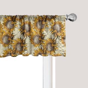 Ambesonne Christmas Window Valance, Tree Branches Spruce Leaves Balls Bells Cones Poinsettia Flowers Mistletoe Berry, Curtain Valance for Kitchen Bedroom Decor with Rod Pocket, 54″ X 18″, Ruby Green(Pale Coffee)