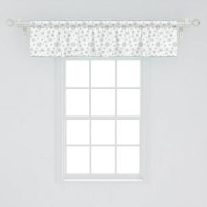 Ambesonne Christmas Window Valance, Tree Branches Spruce Leaves Balls Bells Cones Poinsettia Flowers Mistletoe Berry, Curtain Valance for Kitchen Bedroom Decor with Rod Pocket, 54″ X 18″, Ruby Green(Grey White)