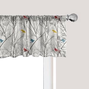 Ambesonne Christmas Window Valance, Tree Branches Spruce Leaves Balls Bells Cones Poinsettia Flowers Mistletoe Berry, Curtain Valance for Kitchen Bedroom Decor with Rod Pocket, 54″ X 18″, Ruby Green(Mustard Maroon)