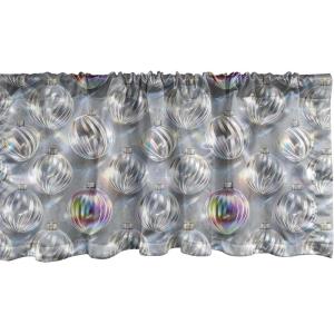 Ambesonne Christmas Window Valance, Tree Branches Spruce Leaves Balls Bells Cones Poinsettia Flowers Mistletoe Berry, Curtain Valance for Kitchen Bedroom Decor with Rod Pocket, 54″ X 18″, Ruby Green(Pale Grey White and Pink)