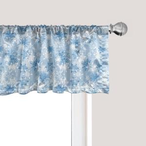 Ambesonne Christmas Window Valance, Tree Branches Spruce Leaves Balls Bells Cones Poinsettia Flowers Mistletoe Berry, Curtain Valance for Kitchen Bedroom Decor with Rod Pocket, 54″ X 18″, Ruby Green(Pale Blue White)