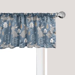 Ambesonne Christmas Window Valance, Tree Branches Spruce Leaves Balls Bells Cones Poinsettia Flowers Mistletoe Berry, Curtain Valance for Kitchen Bedroom Decor with Rod Pocket, 54″ X 18″, Ruby Green(Blue Grey Pale Taupe)
