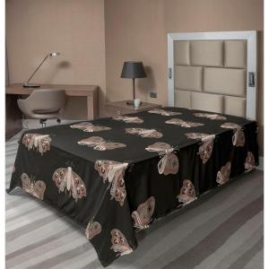 Ambesonne Damask Flat Sheet, Simple Design Neutral Colors Floral Boho Artwork on Darkened Backdrop, Soft Comfortable Top Sheet Decorative Bedding 1 Piece, California King, Charcoal Grey Grey Teal(Cocoa Charcoal Grey and White)