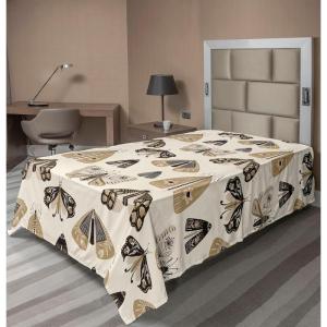 Ambesonne Damask Flat Sheet, Simple Design Neutral Colors Floral Boho Artwork on Darkened Backdrop, Soft Comfortable Top Sheet Decorative Bedding 1 Piece, California King, Charcoal Grey Grey Teal(Camel Cream Charcoal Grey)