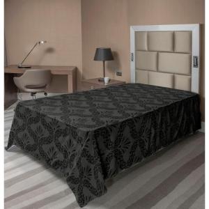 Ambesonne Damask Flat Sheet, Simple Design Neutral Colors Floral Boho Artwork on Darkened Backdrop, Soft Comfortable Top Sheet Decorative Bedding 1 Piece, California King, Charcoal Grey Grey Teal(Charcoal Grey Grey Teal)
