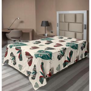 Ambesonne Damask Flat Sheet, Simple Design Neutral Colors Floral Boho Artwork on Darkened Backdrop, Soft Comfortable Top Sheet Decorative Bedding 1 Piece, California King, Charcoal Grey Grey Teal(Teal Dark Pink Cream)