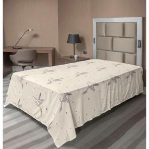 Ambesonne Damask Flat Sheet, Simple Design Neutral Colors Floral Boho Artwork on Darkened Backdrop, Soft Comfortable Top Sheet Decorative Bedding 1 Piece, California King, Charcoal Grey Grey Teal(Cream Pale Grey)
