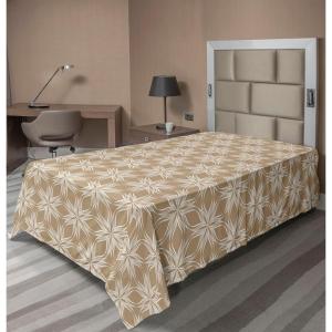 Ambesonne Damask Flat Sheet, Simple Design Neutral Colors Floral Boho Artwork on Darkened Backdrop, Soft Comfortable Top Sheet Decorative Bedding 1 Piece, California King, Charcoal Grey Grey Teal(Ecru and White)
